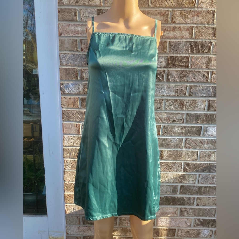 Light Hunter Green/Teal Zaful Slip Mini Dress